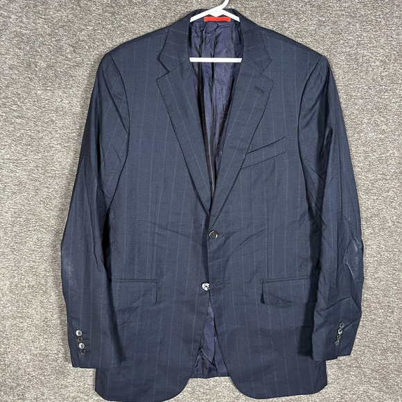 Isaia Jacket Mens 44L Navy Pinstripe Wool Blazer Sport Coat Nuova‎ Base S